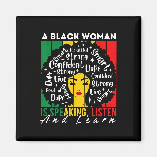 黒人女性話は聞と学Afo マグネット (正面)