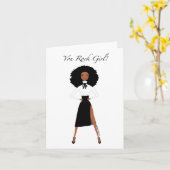 黒人女性誕生日カード カード (黄色い花)