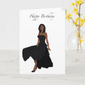 黒人女性誕生日カード カード (黄色い花)