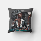 黒人女性賭博カジノカードトランプのポーカーチップスアート クッション (裏面)