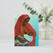 黒人女性食べ物を与えの乳児 ポストカード (スタンド正面)