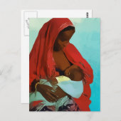 黒人女性食べ物を与えの乳児 ポストカード (正面/裏面)