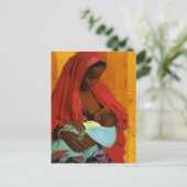 黒人女性食べ物を与えの乳児 ポストカード (スタンド正面)