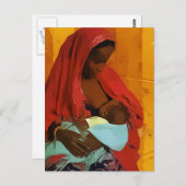 黒人女性食べ物を与えの乳児 ポストカード (正面/裏面)