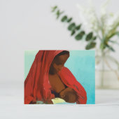 黒人女性食べ物を与えの乳児 ポストカード (スタンド正面)