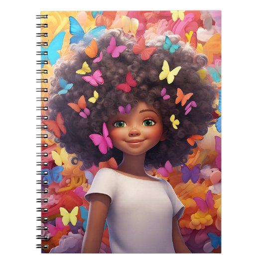 黒人女性魔法メラニン茶色の肌の女の子の花 ノートブック (正面)
