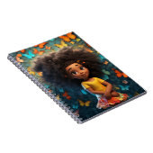 黒人女性魔法メラニン茶色の肌の女の子の花 ノートブック (右側)