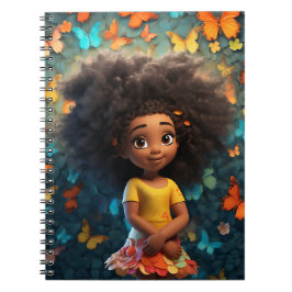 黒人女性魔法メラニン茶色の肌の女の子の花 ノートブック