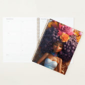 黒人女性魔法メラニン茶色の肌の女の子の花 プランナー手帳 (ディスプレー)