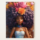 黒人女性魔法メラニン茶色の肌の女の子の花 プランナー手帳 (裏面)