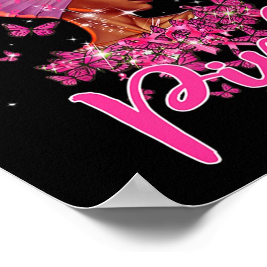 黒人女性10月We衣服ピンク乳癌 ポスター (角)