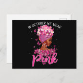 黒人女性10月We衣服ピンク乳癌 ポストカード (正面/裏面)