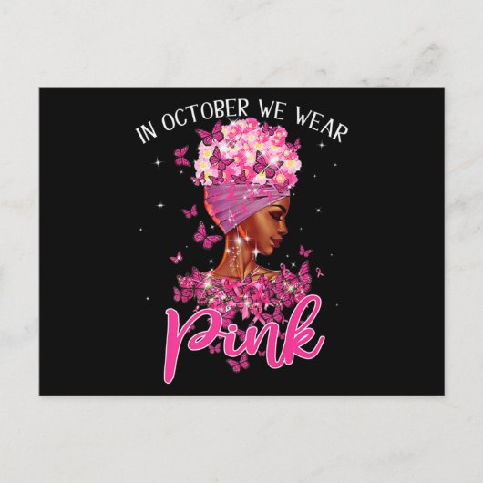 黒人女性10月We衣服ピンク乳癌 ポストカード (正面)
