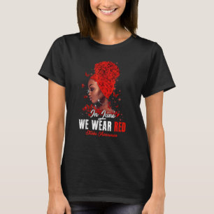 黒人女性6月We衣服赤脳卒中認識度 Tシャツ