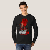 黒人女性6月We衣服赤脳卒中認識度 Tシャツ (正面フル)