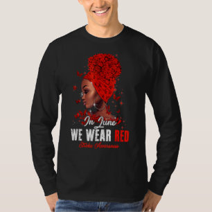 黒人女性6月We衣服赤脳卒中認識度 Tシャツ