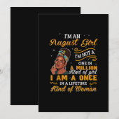 黒人女性8月誕生日ギフト 私はしし座の女王 招待状 (正面/裏面)