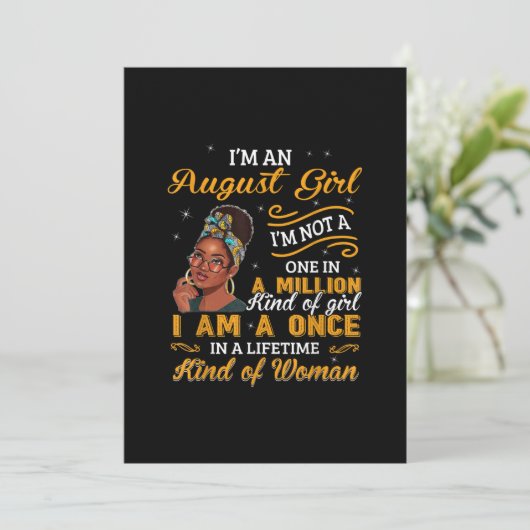 黒人女性8月誕生日ギフト 私はレオの女王 招待状 (スタンド正面)