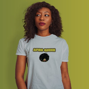 黒人女性 – アフロクイーン、グレーTシャツ Tシャツ