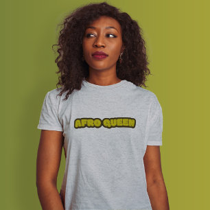 黒人女性 – アフロクイーン、グレーTシャツ Tシャツ