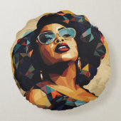 黒人女性:キュービストの芸術作品 ラウンドクッション (裏面)