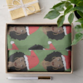 黒人女性，クリスマスレッドサンタハット，緑 薄葉紙 (ギフト)