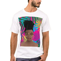 黒人女性（サングローズ付き）、トロピカルカラフル葉