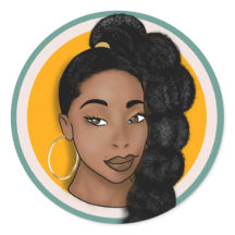 黒人女性、サングロー、パフポニテール