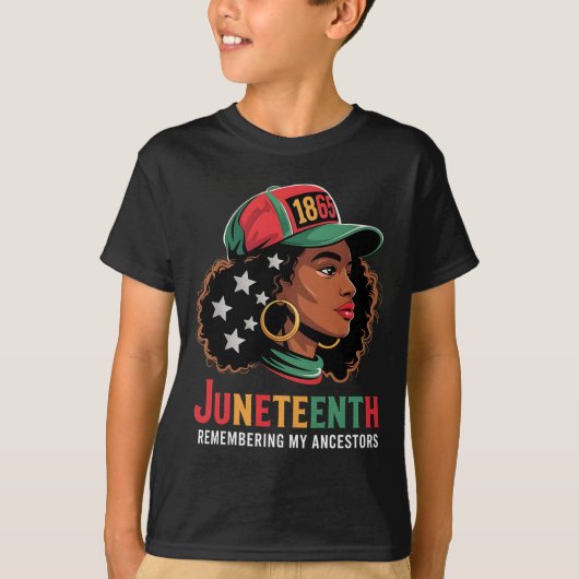 黒人女性 ジューンティーンス 祖先を思い出す Vi Tシャツ (正面)