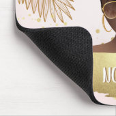 黒人女性、トロピカル葉金ゴールドズ&シェード、ピンク マウスパッド (コーナー)