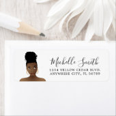 黒人女性、ナチュラルヘア美しい、トップノット ラベル (インサイチュ)