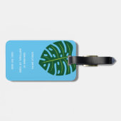 黒人女性，バブルガム，トロピカル葉，青 ラゲッジタグ (裏面横)