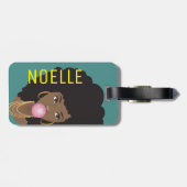 黒人女性,バブルガム,天然毛,ティール(緑がかった色)グリーン ラゲッジタグ (裏面横)