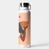 黒人女性、ビッグハット、バケーションビベス ウォーターボトル (背面)