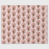 黒人女性、ピンクの自然の髪の花、ピンク ラッピングペーパー (フラット)