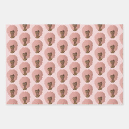 黒人女性，ピンクアフロ，ナチュラルヘア，ピンク ラッピングペーパーシート