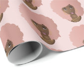 黒人女性，ピンクアフロ，ナチュラルヘア，ピンク ラッピングペーパー (ロールコーナー)