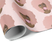 黒人女性,ピンクアフロ,ピンクバブルガム,ピンク ラッピングペーパー (ロールコーナー)