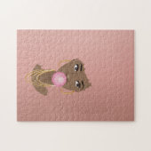 黒人女性，ピンクバブルガム，赤面ピンク ジグソーパズル (横)