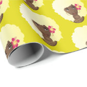 黒人女性、ブロンド・アフロフラワー、黄色 ラッピングペーパー (ロールコーナー)