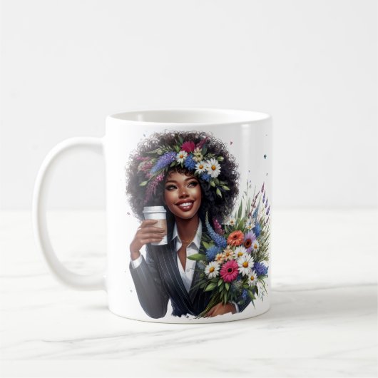 黒人女性 メラニン シスター アフリカ系アメリカ人女性 コーヒーマグカップ (左)