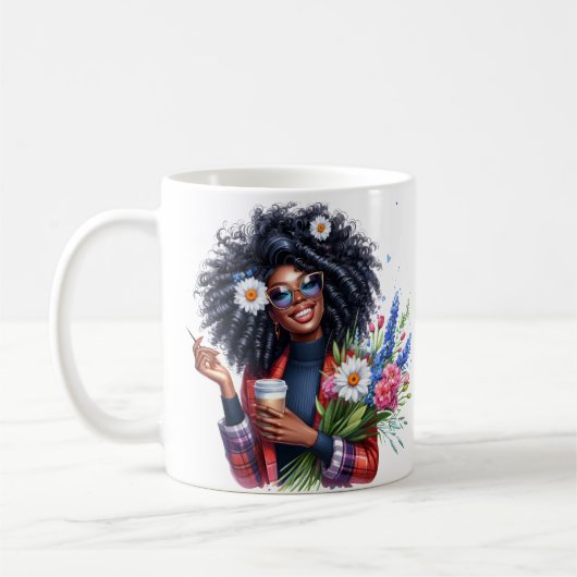 黒人女性 メラニン シスター アフリカ系アメリカ人女性 コーヒーマグカップ (左)