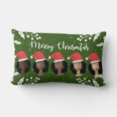 黒人女性，メリークリスマスサンタハット，緑 ランバークッション (裏面)