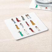 黒人女性〔占星術の〕十二宮図占星術 スクエアペーパーコースター (アングル)