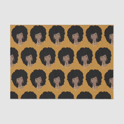 黒人女性、天然毛、マスタードイエロー 薄葉紙 (正面)