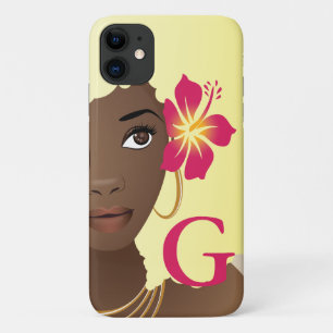 黒人女性,彼女のブロンド・アフロフラワー,モノグラム iPhone 11 ケース