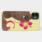 黒人女性，彼女のブロンド・アフロフラワー，モノグラム Case-Mate iPhoneケース (裏面(横))