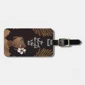 黒人女性、彼女は信じ出来る、金ゴールドと黒 ラゲッジタグ (正面横)