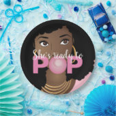 黒人女性、彼女は準備ができているバポップ・アートのブルガムテーマ ペーパープレート (パーティー)