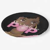 黒人女性、彼女は準備ができているバポップ・アートのブルガムテーマ ペーパープレート (アングル)